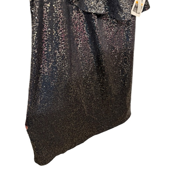 Kensie Black/silver Sequin One-Shoulder Dress - Picture 2 of 4